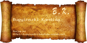 Bugyinszki Kandida névjegykártya